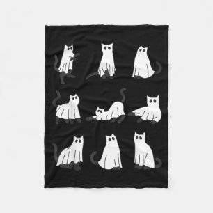 Couverture Polaire Chat fantôme mignon dessin drôle d'Halloween chat