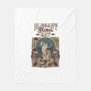 Couverture Polaire Chat floral élégant Art Nouveau vintage vecteur 