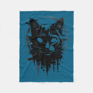 Couverture Polaire Chat goth mignon effrayant croquis alternatif Nge