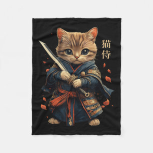 Couverture Polaire Chat Guerrier Japonais Samurai Chat Tattoo Kawaii