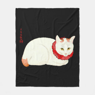 Couverture Polaire Chat japonais blanc et gingembre