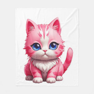Couverture Polaire Chat Kitty Rose Cute