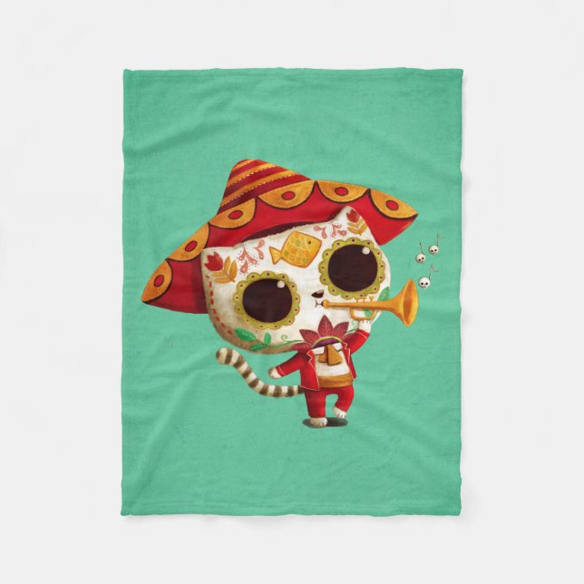 Couverture Polaire Chat mignon de mariachi mexicain d'EL (Devant)