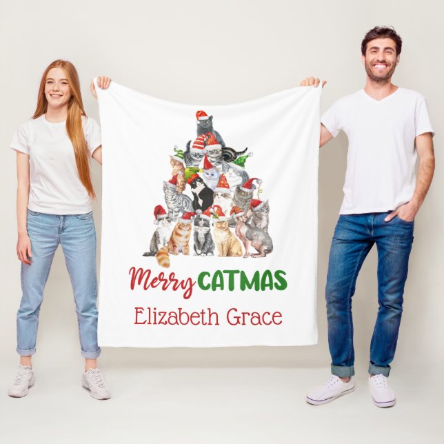 Couverture Polaire Chat Noël Arbre Joyeux Catmus Amoureux de les chat (En situation)