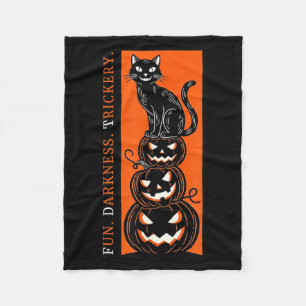Couverture Polaire Chat noir Halloween _ Amusement Ténèbres Tromperie