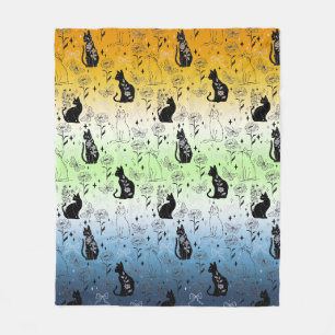 Couverture Polaire Chat noir mystique et féerique - Fierté AroAce Age
