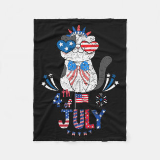 Couverture Polaire Chat patriotique américain de la fête de l'indépen