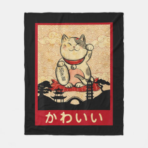 Couverture Polaire Chat Ramen Bowl Anime nouilles japonaises Kawaii N