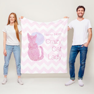 Couverture Polaire Chat rouge de Z et Madame folle de chat de lune