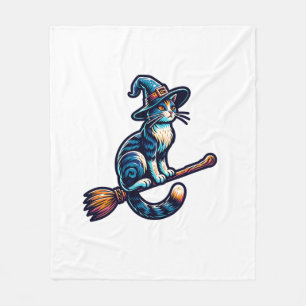 Couverture Polaire Chat Sorcier Halloween Sorcière Mystique Amoureux 