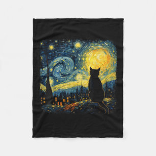 Couverture Polaire Chat Starry Nuit Van Gogh Chat pour Amoureux des c