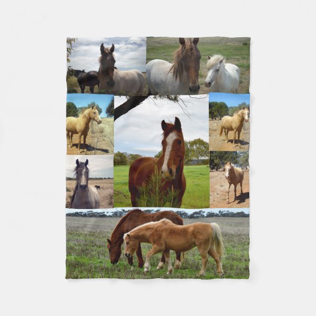 Couverture Polaire Châtaignier Et Chevaux Arabes Dans Un Collage Phot (Devant)