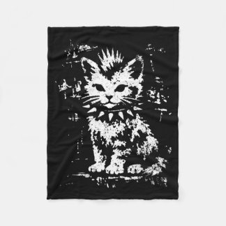Couverture Polaire Chaton Punk Drôle Mohawk Chat Rock Grunge Femmes H