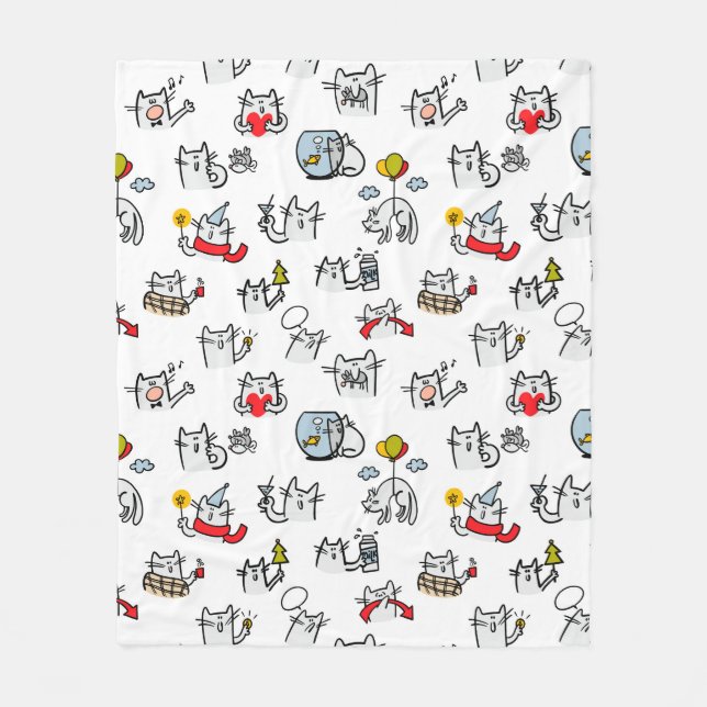 Couverture Polaire Chats amusants, lait et magie. (Devant)