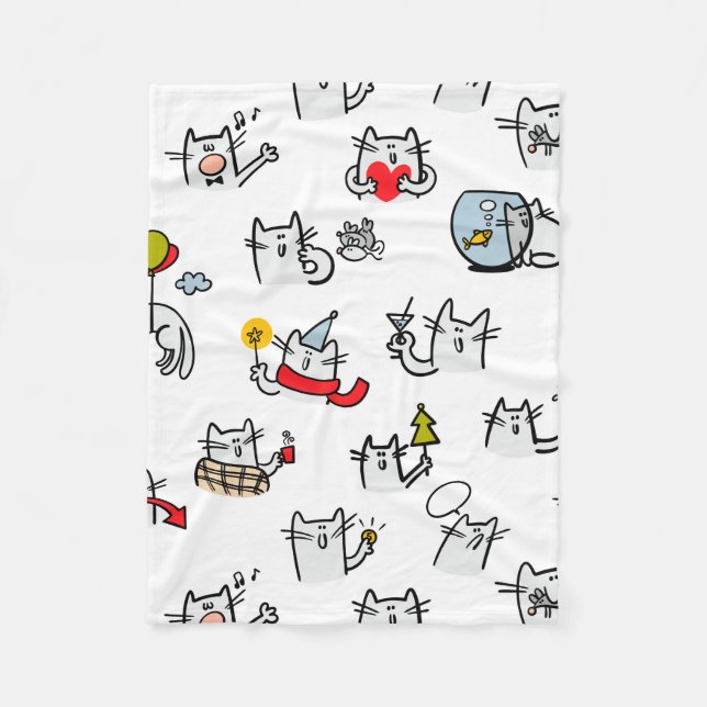 Couverture Polaire Chats amusants, lait et magie. (Devant)
