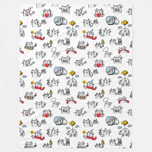 Couverture Polaire Chats amusants, lait et magie. (Devant)