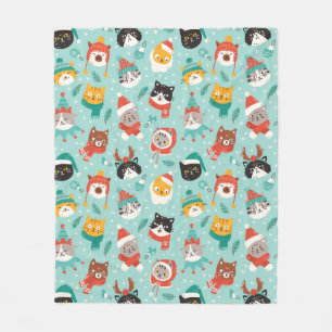Couverture Polaire Chats de Noël en Chandails de vacances Motif