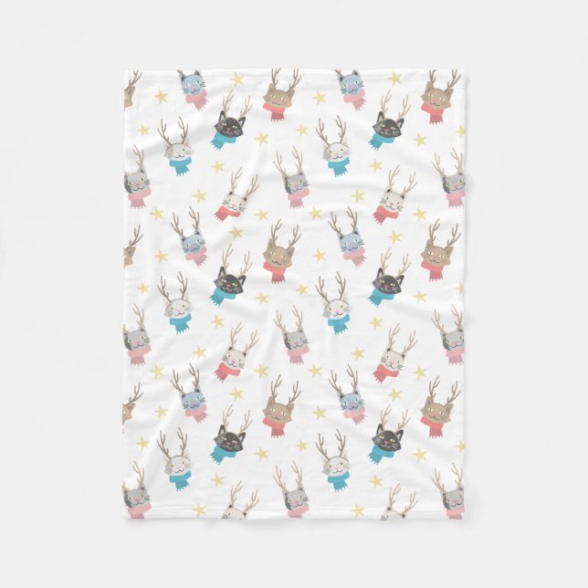 Couverture Polaire Chats De Vacances 'Meowny Christmas' En Motif Antl (Devant)