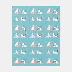 Couverture Polaire Chats de Yoga Lotus