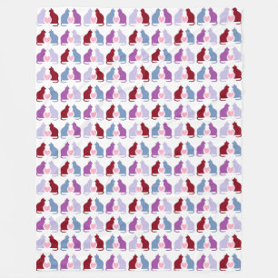 Couverture Polaire Chats et coeurs