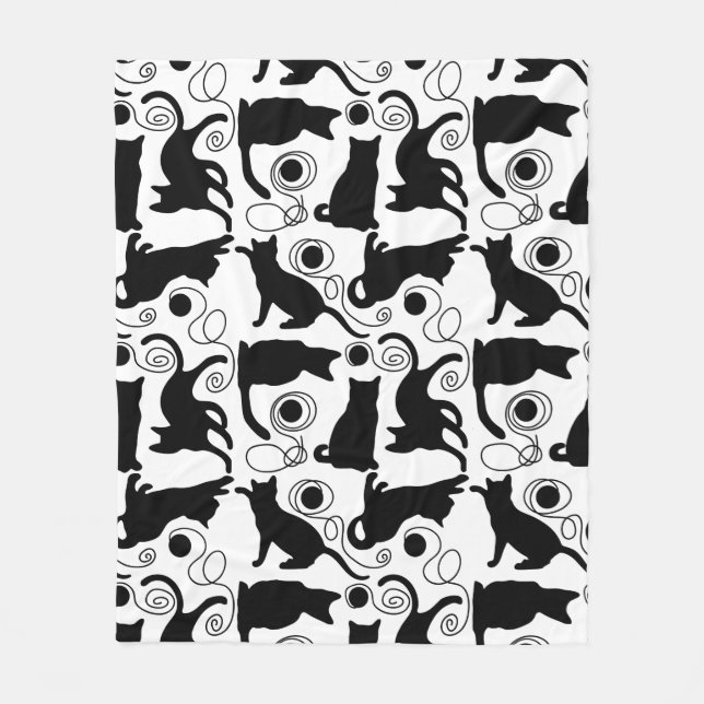 Couverture Polaire Chats et silhouettes de fils joueuses (Devant)