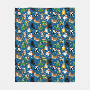 Couverture Polaire Chats Festifs en Costumes de Noël Motif