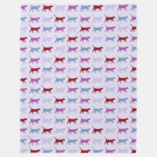 Couverture Polaire Chats mignons illustrés marchant violet Motif