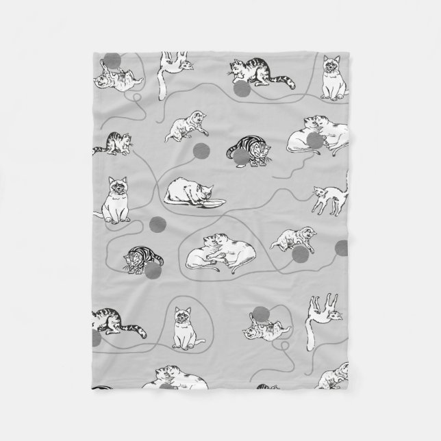 Couverture Polaire Chats mignons Jouer et être Motif coquin (Devant)