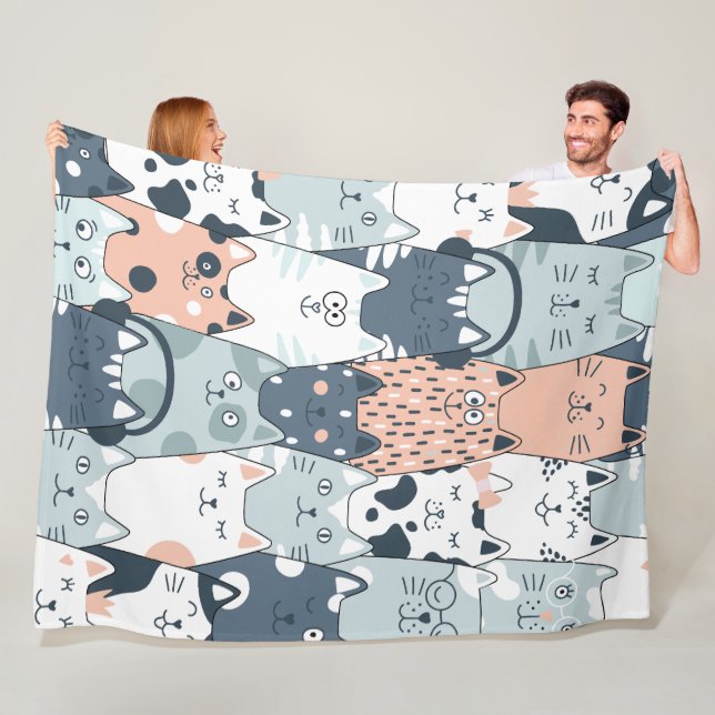 Couverture Polaire Chats mignons Motif sans couture (En situation)