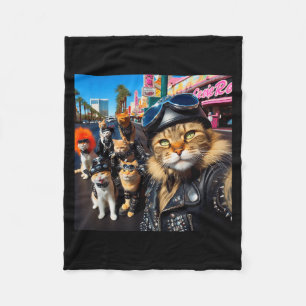 Couverture Polaire Chats motards drôles Gangster Chats Moto de rue C