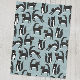 Couverture Polaire Chats Tuxedo noirs et blancs