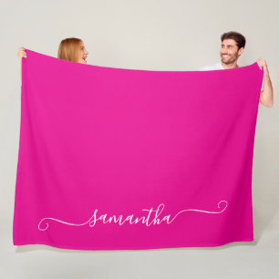 Couverture Polaire Chaud Rose et Blanc Signature Féminin avec Flouris
