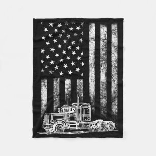 Couverture Polaire Chauffeur de camion américain Drapeau Trucker Vint