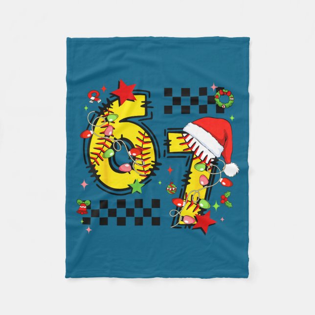 Couverture Polaire Checkered 67 Softball Santa Hat Christmas Six Seve (Devant)