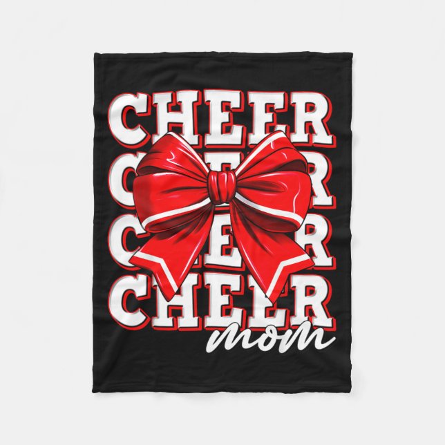 Couverture Polaire Cheer Mom Cheerleader Bow Biggest Fan Red Team  (Devant)