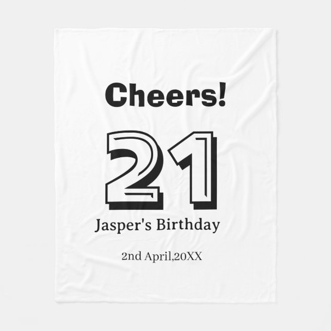 Couverture Polaire Cheers 21 birthday bold letter name boy man gifts  (Devant)