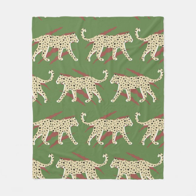 Couverture Polaire Cheetah de léopard Abstrait tiré à la main avec Sk (Devant)