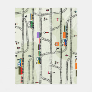Couverture Polaire Chemin de fer pour enfants : Funny Motif sans cout