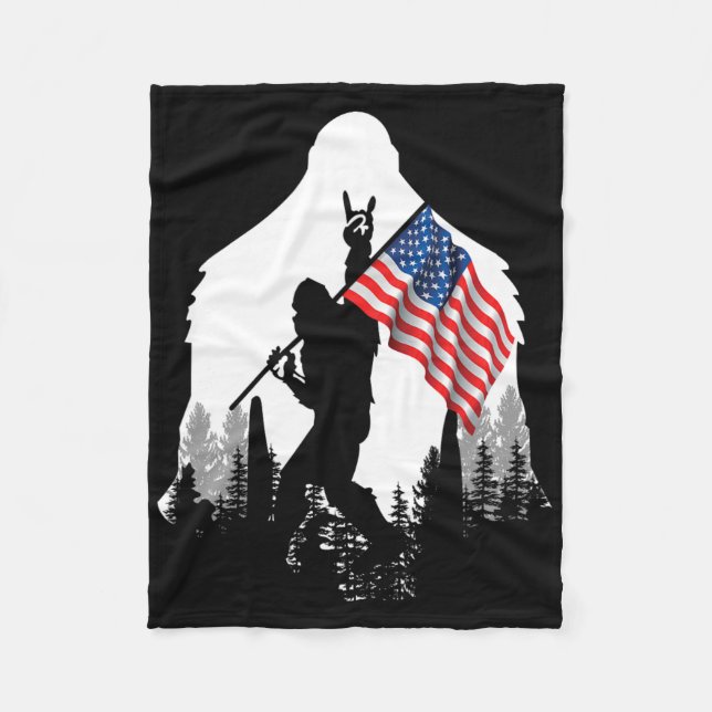 Couverture Polaire Chemise à pied - Bigfoot Sasquatch Drapeau américa (Devant)