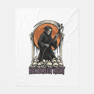 Couverture Polaire Chemise blanche gravure vintage Halloween Faucheur