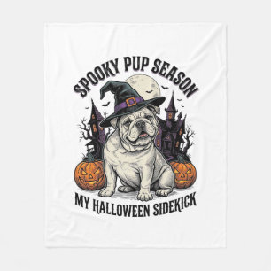 Couverture Polaire Chemise de Bulldog Halloween Chien Sorcière Mignon