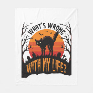 Couverture Polaire Chemise de chat Halloween Humour de vie effrayant