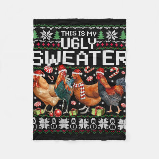 Couverture Polaire Chemise de Noël drôle de poulet laid Design de vac
