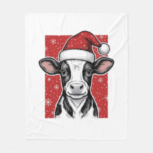 Couverture Polaire Chemise de vacances de Noël chapeau de Santa vache