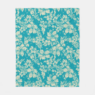 Couverture Polaire Chemise Hawaïenne Fleur d'Hibiscus Pareau Imprimé
