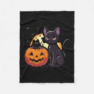Couverture Polaire Chemise noire pour femmes chat Halloween Rétro Aut