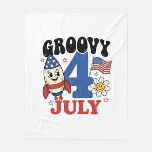 Couverture Polaire Chemise patriotique de fusée Groovy 4 juillet Desi
