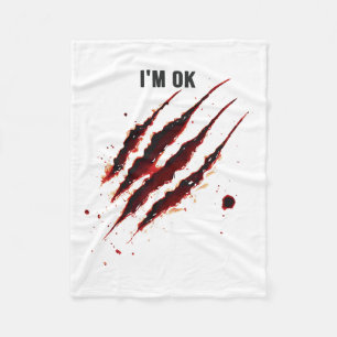 Couverture Polaire Chemise sanglante Je suis OK Splatter sang déchiré