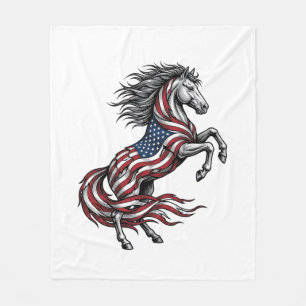 Couverture Polaire Chemise vectorielle de cheval cabré patriotique vi