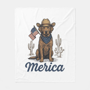 Couverture Polaire Chemise Vintage Merica Cowboy Dog Drapeau Américai